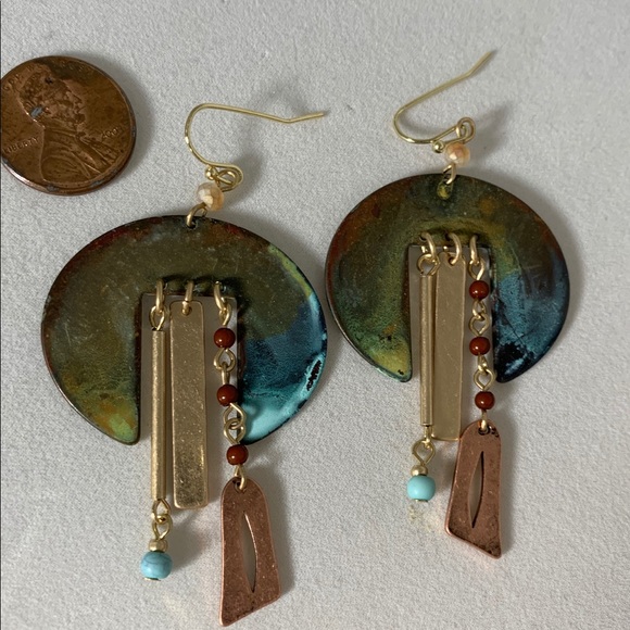 Rustic Metal Earrings 2” - Picture 4 of 5